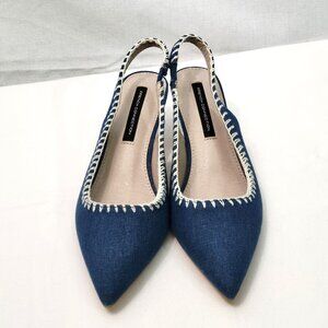 French Connection US 7 Denim Slingback Heels Women’s Pointed Toe Blue